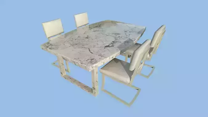 Dinning Table 53 - Beige Marble - Furniture Interior Design Low-poly 3D model
