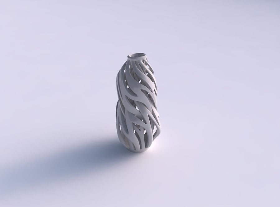 Vase curved wide with intertwining lines twisted and tapered ... 3D print model_0