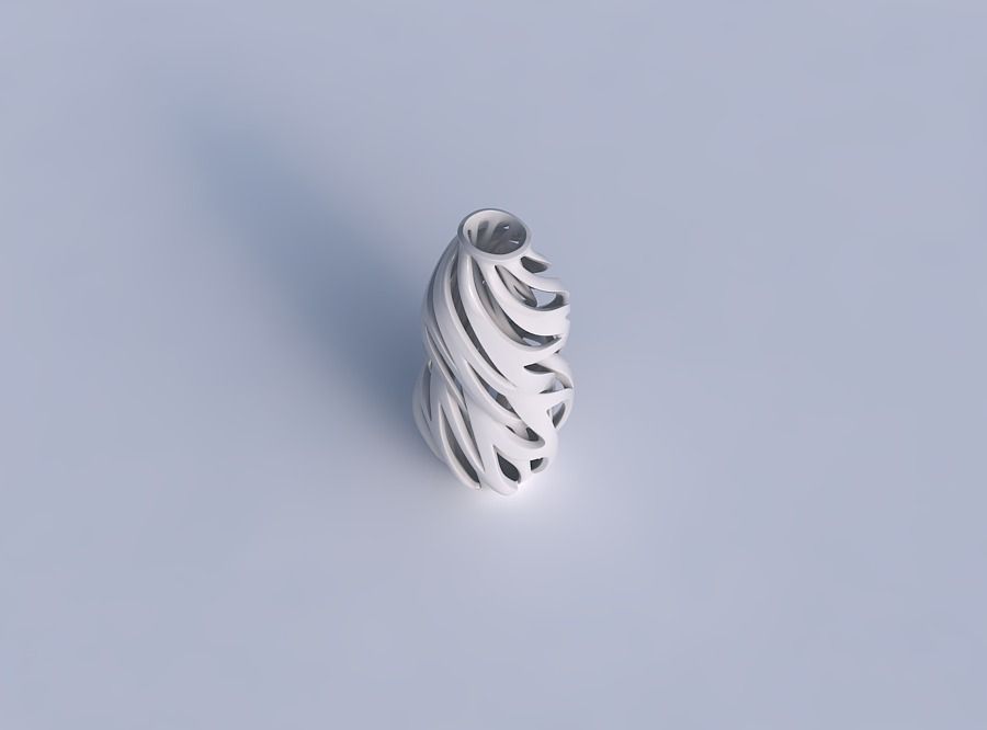 Vase curved wide with intertwining lines twisted and tapered ... 3D print model_1