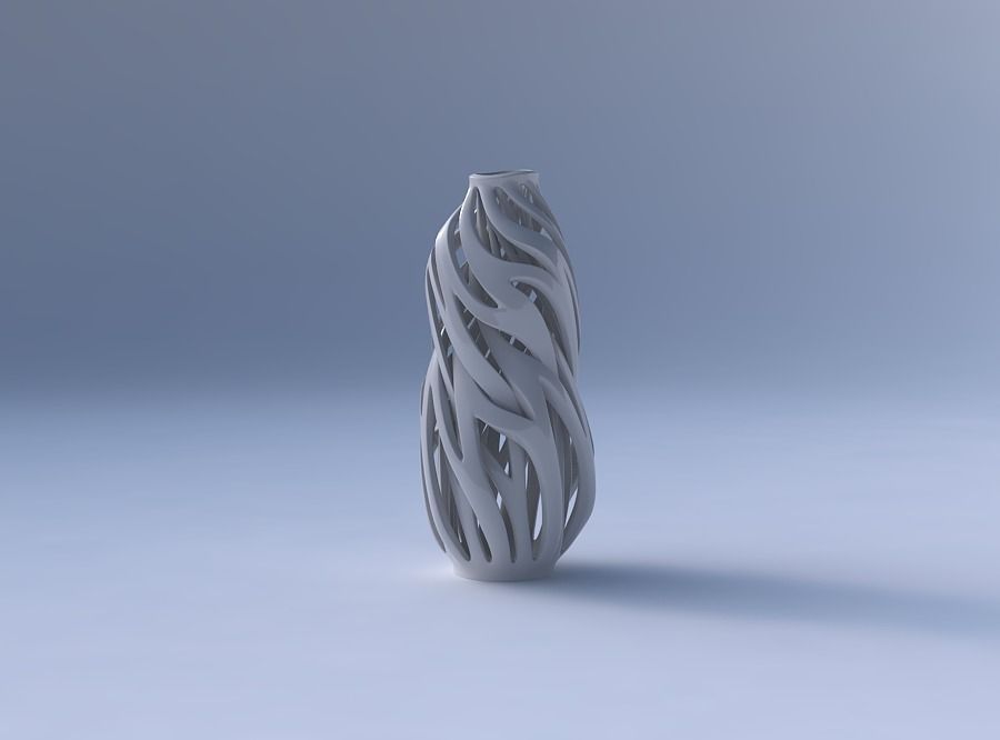 Vase curved wide with intertwining lines twisted and tapered ... 3D print model_4