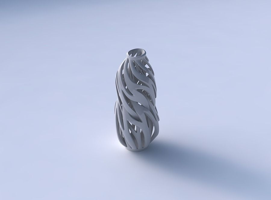Vase curved wide with intertwining lines twisted and tapered ... 3D print model_3