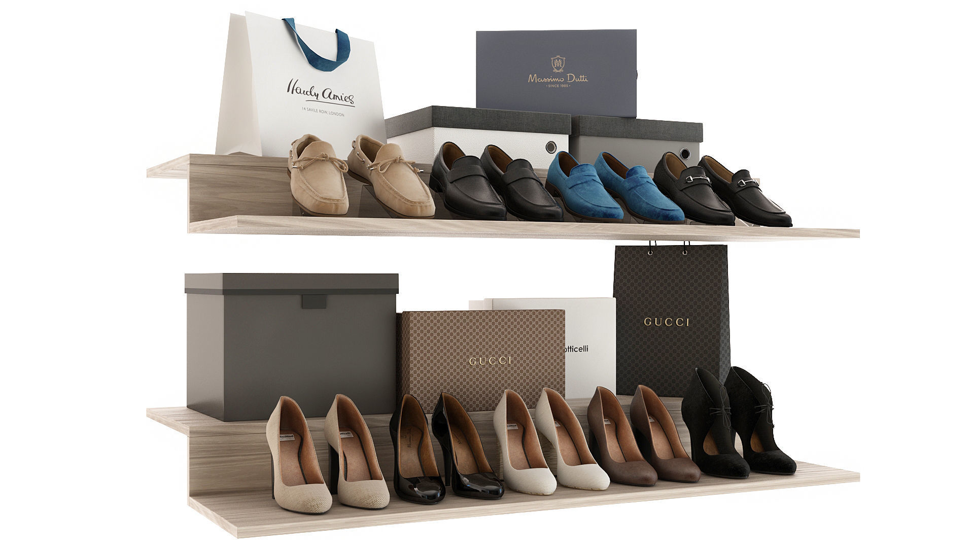 Set of Shoes 3D model_2