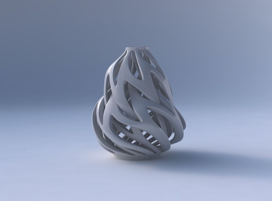 Vase curved wide with intertwining lines twisted and tapered ... 3D print model_4