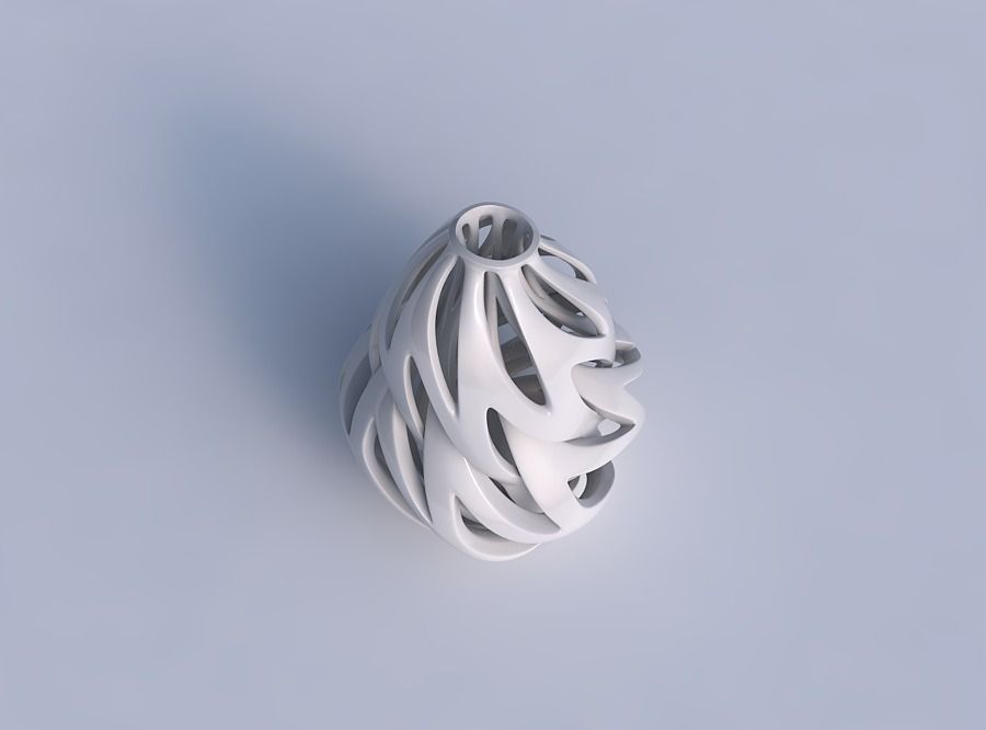 Vase curved wide with intertwining lines twisted and tapered ... 3D print model_1