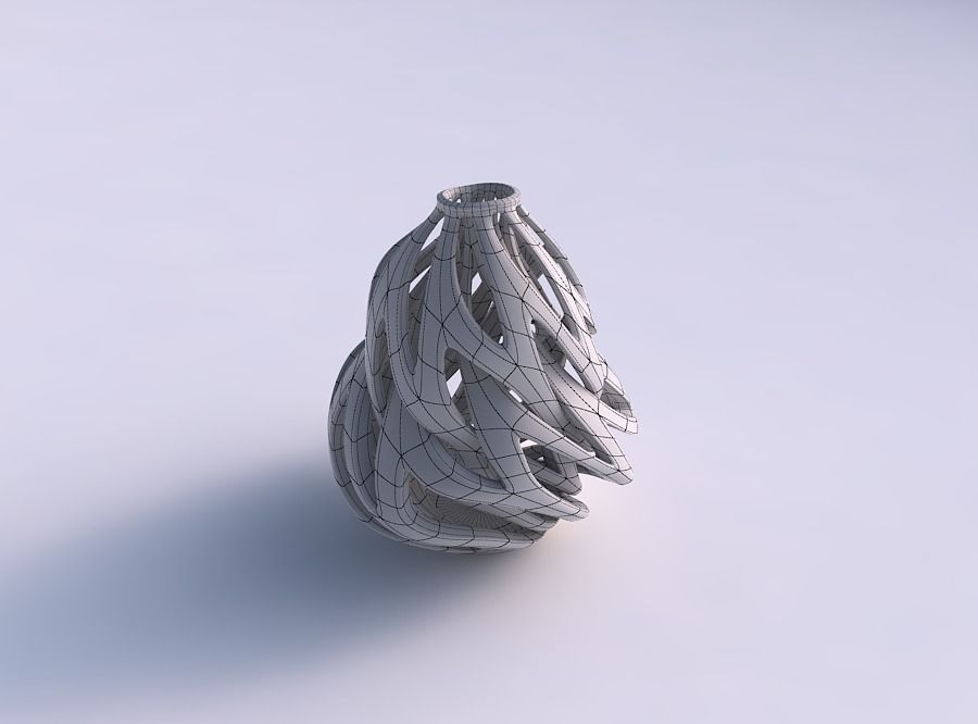Vase curved wide with intertwining lines twisted and tapered ... 3D print model_5