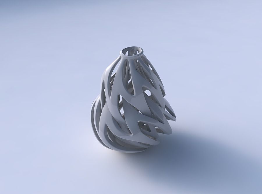 Vase curved wide with intertwining lines twisted and tapered ... 3D print model_3
