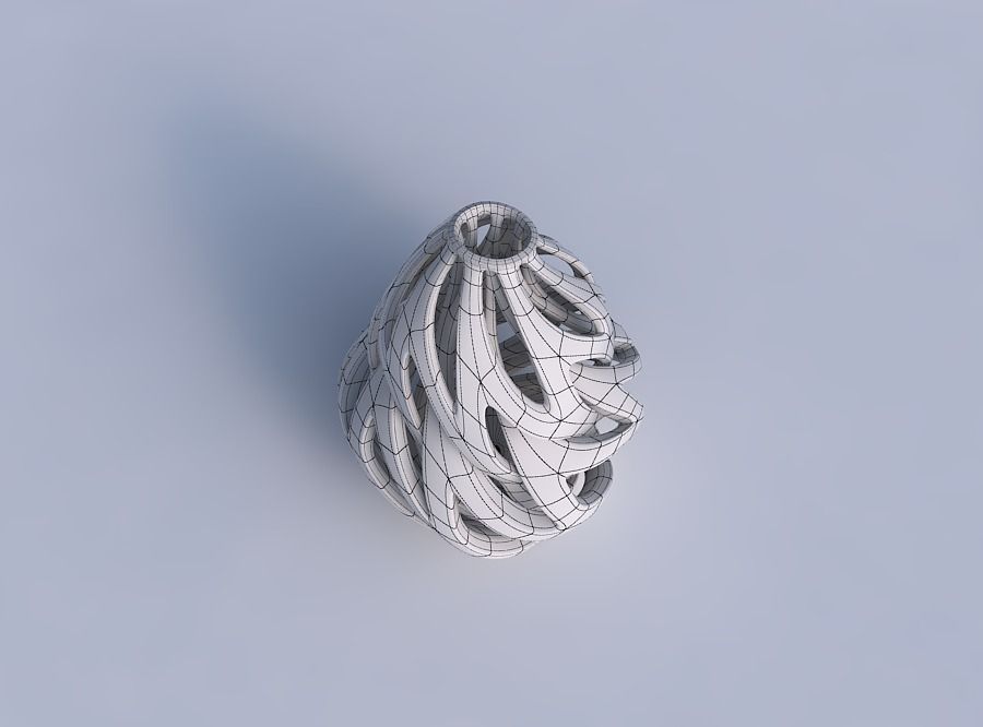Vase curved wide with intertwining lines twisted and tapered ... 3D print model_6