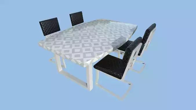 Dinning Table 54 - Black White - Furniture Interior Design Low-poly 3D model