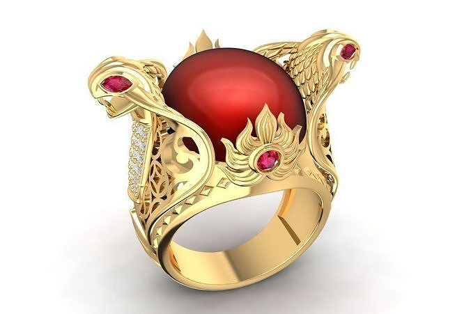 Cobra Snake Ring with Gemstone for Men 1916