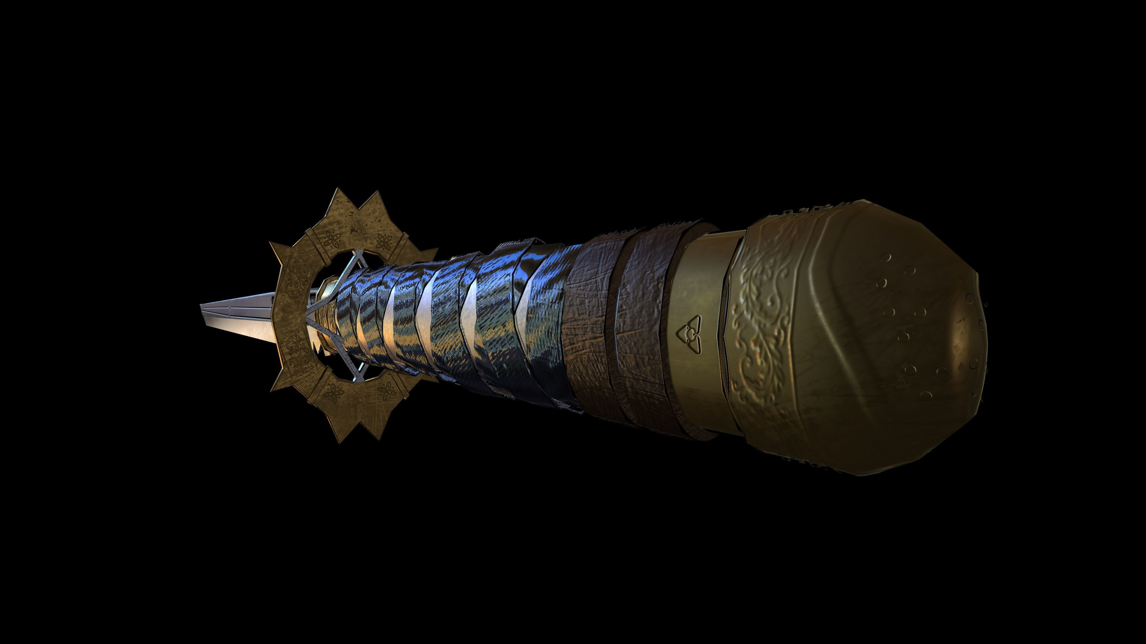 Katana samurai sword Low-poly 3D model_18