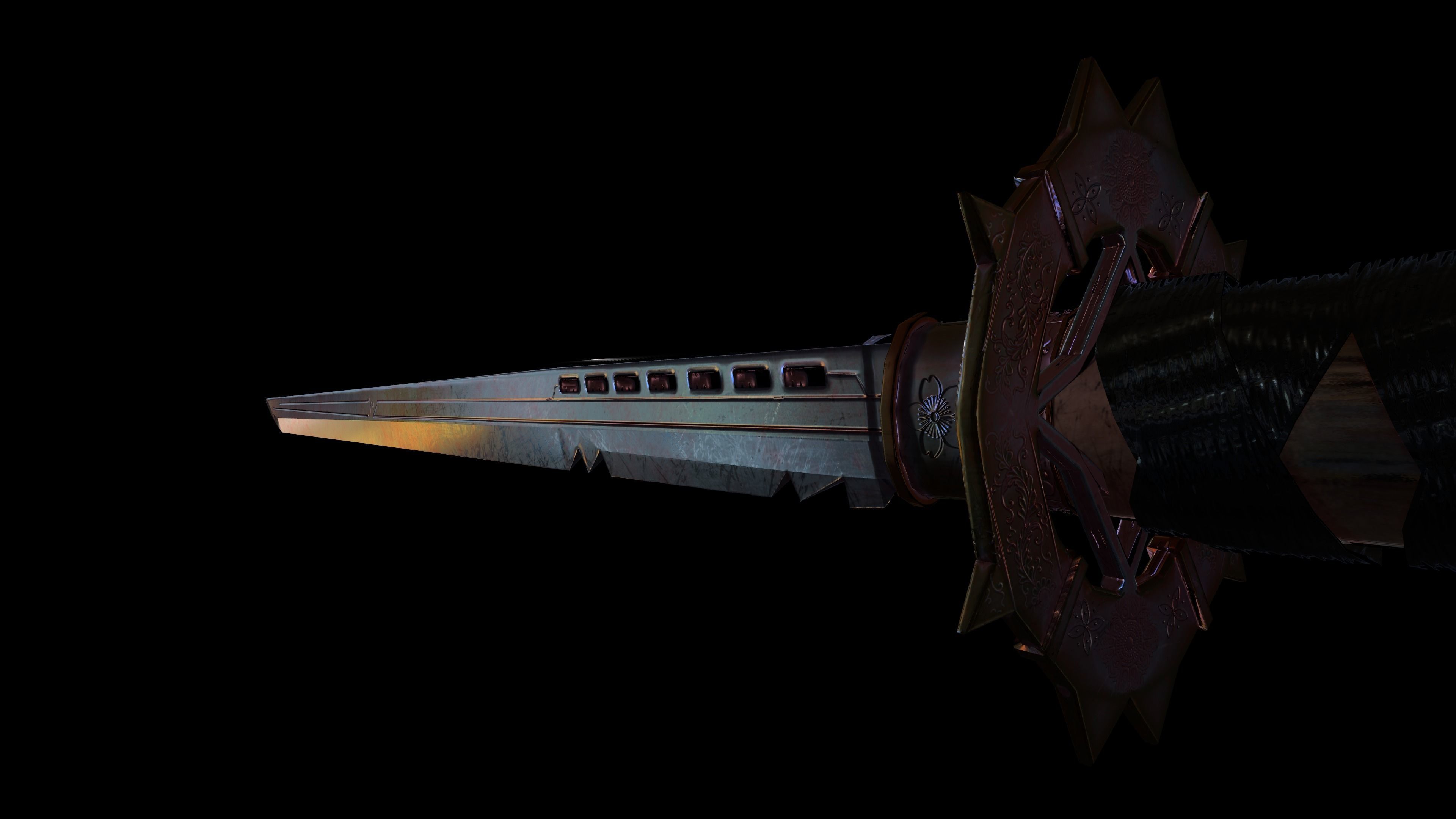 Katana samurai sword Low-poly 3D model_21