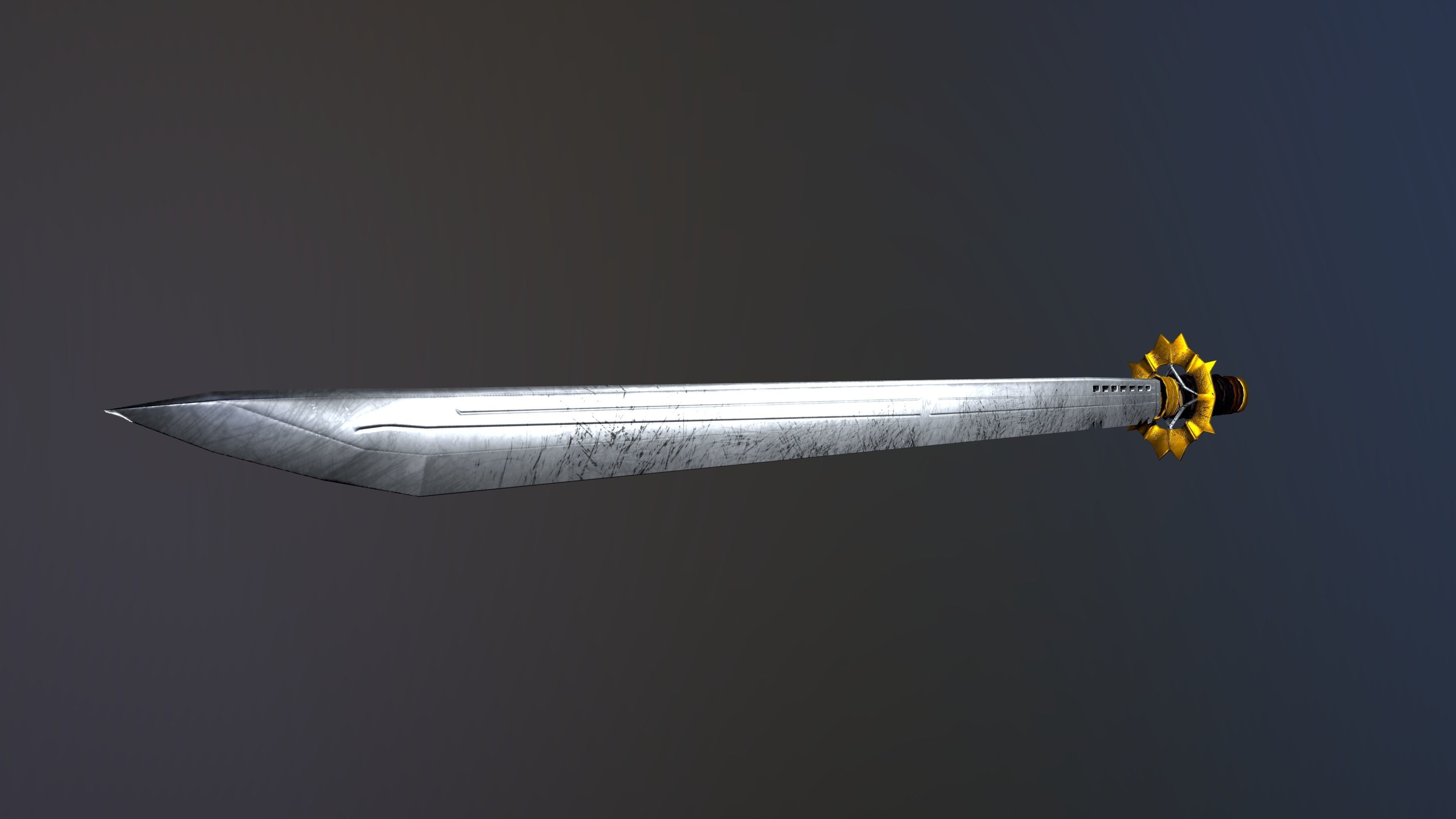 Katana samurai sword Low-poly 3D model_14