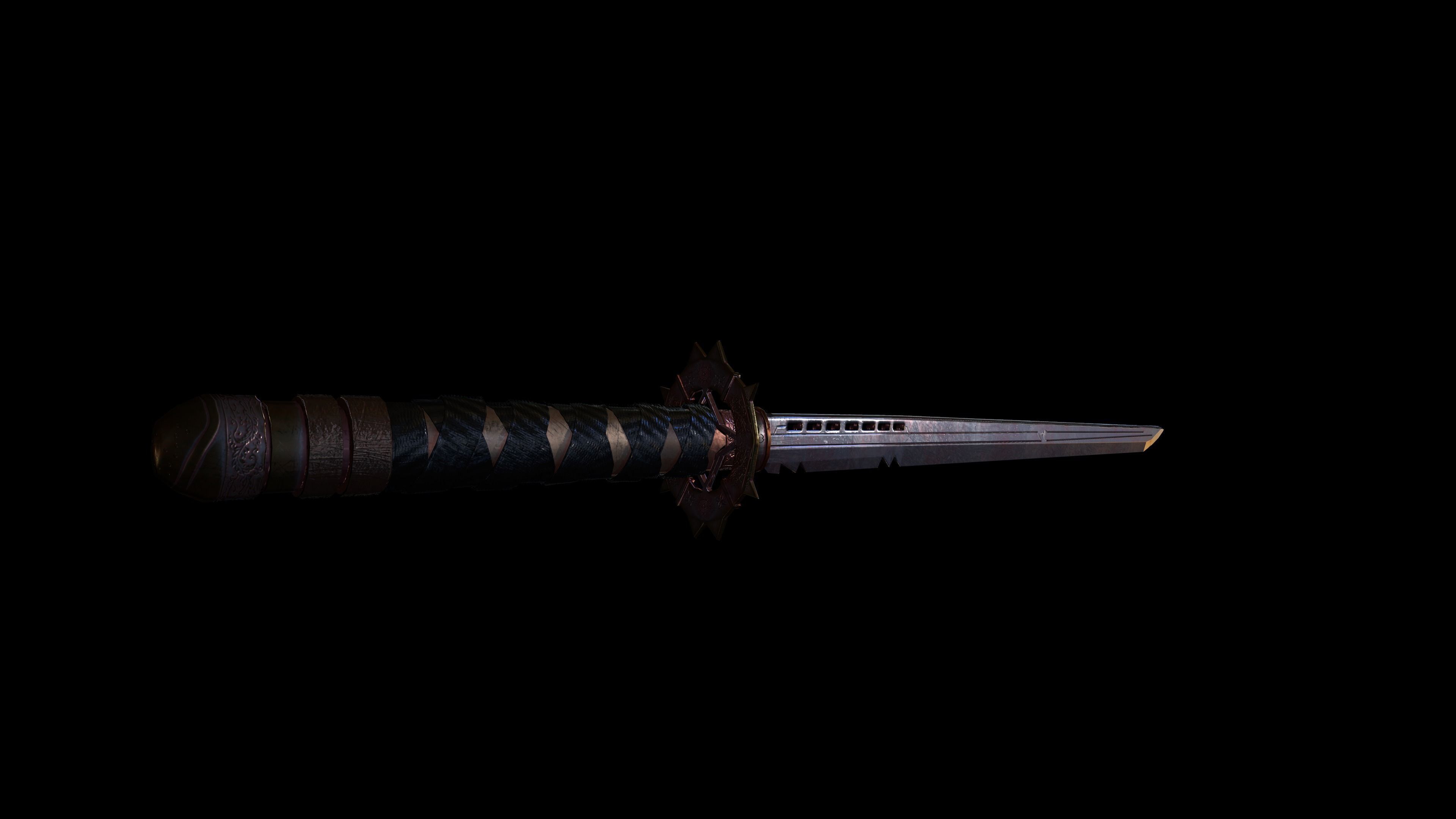 Katana samurai sword Low-poly 3D model_10