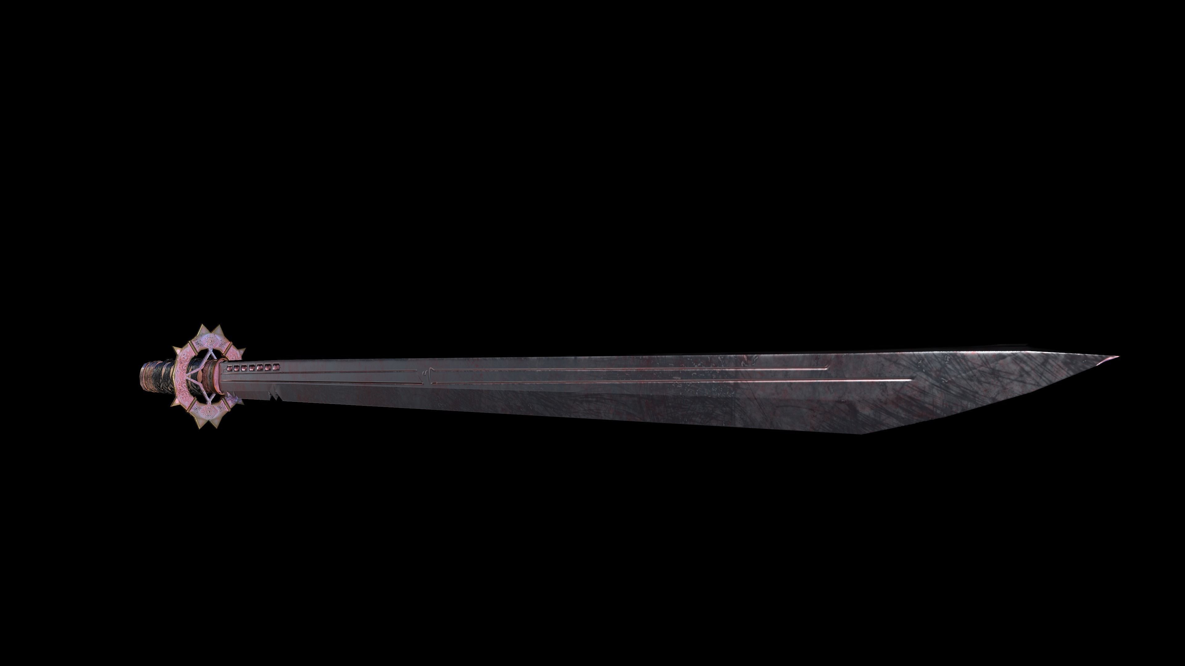 Katana samurai sword Low-poly 3D model_8