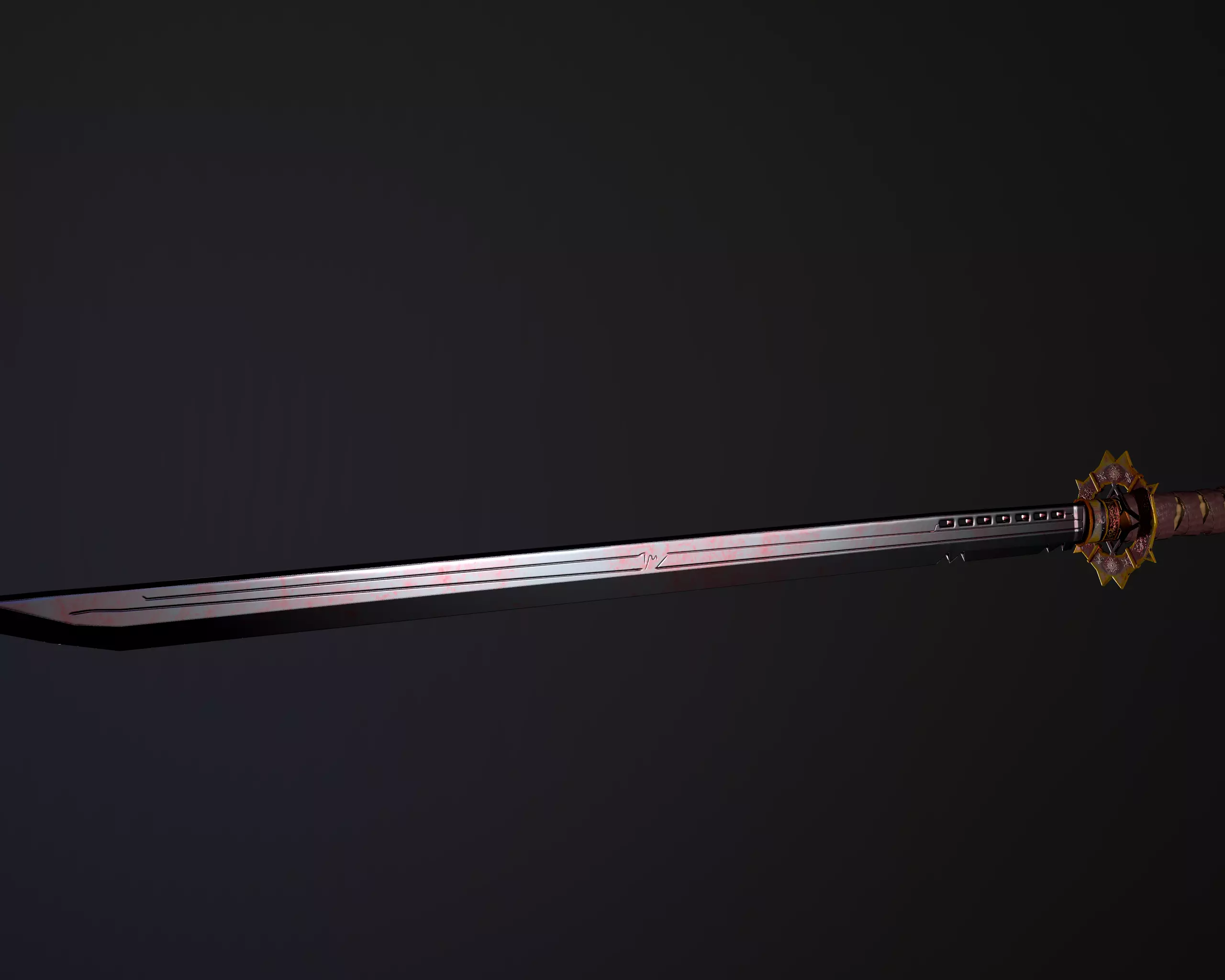 Katana samurai sword Low-poly 3D model_0