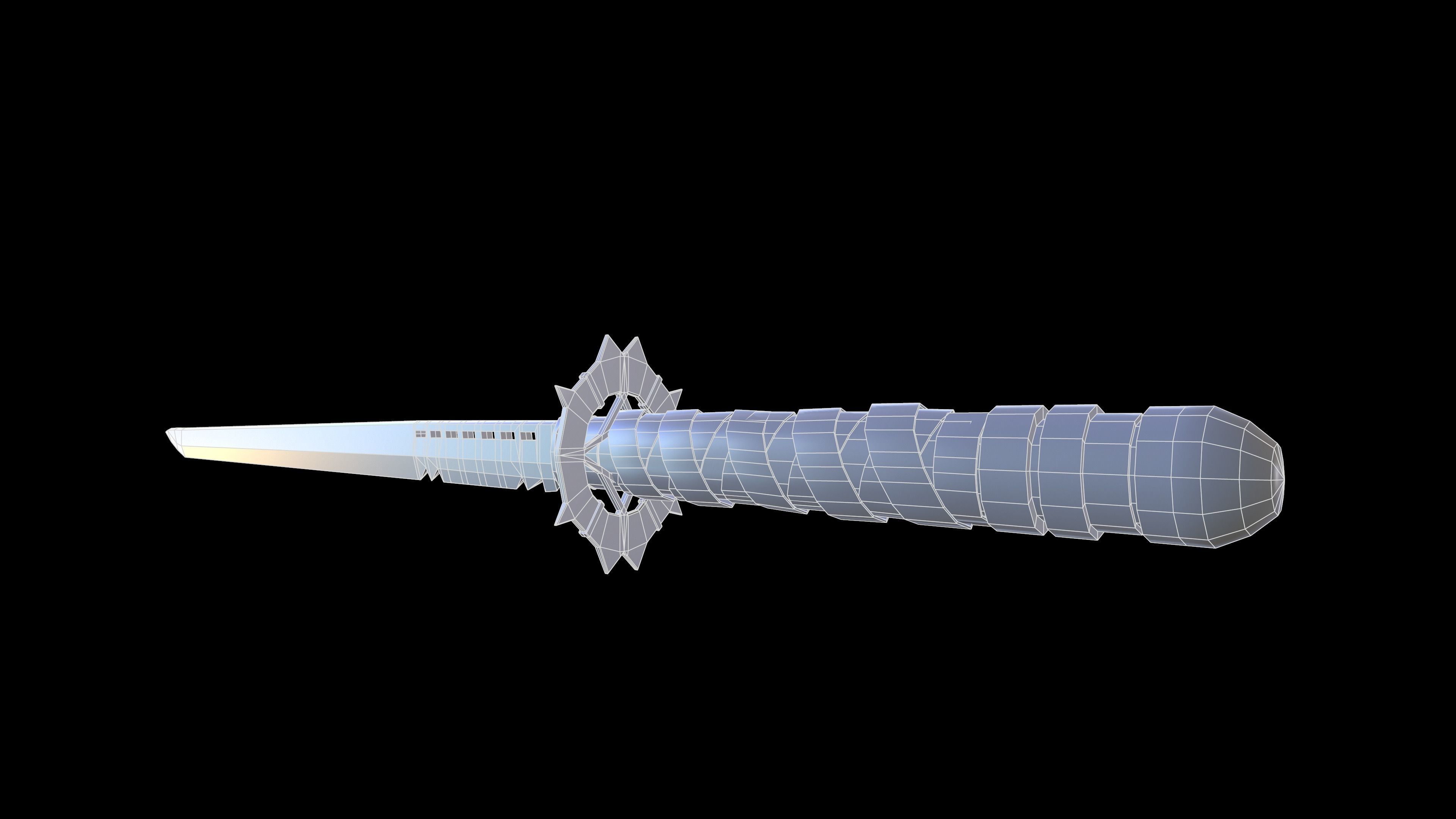 Katana samurai sword Low-poly 3D model_3