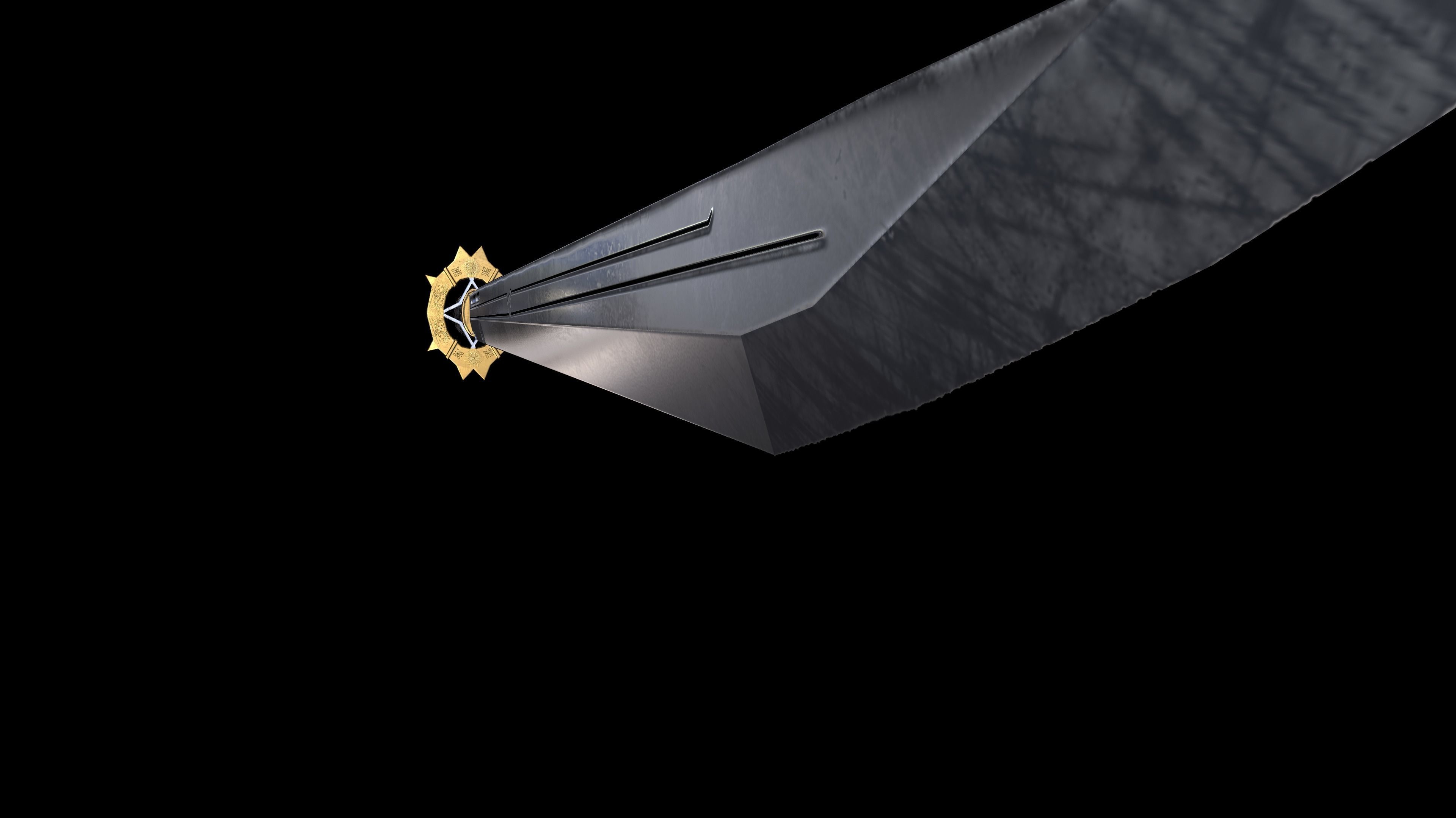 Katana samurai sword Low-poly 3D model_19