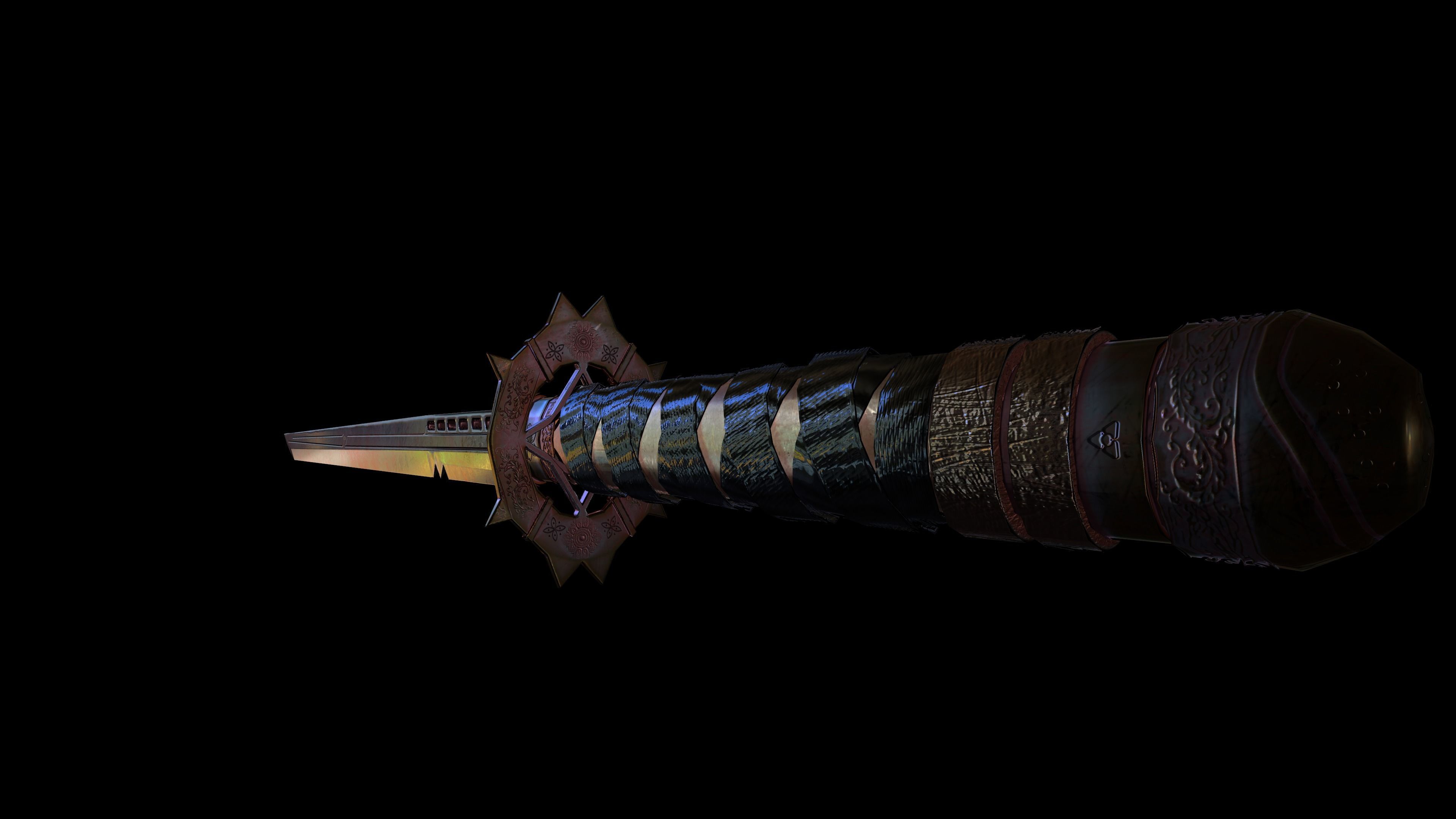 Katana samurai sword Low-poly 3D model_20