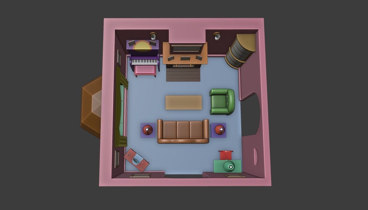 3D model The Simpsons House Living Room 3D VR / AR / low-poly | CGTrader