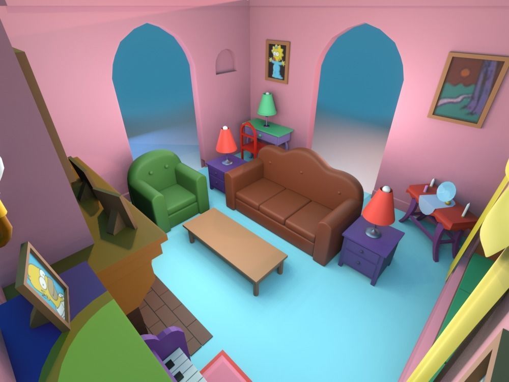 3D model The Simpsons House Living Room 3D VR / AR / low-poly | CGTrader