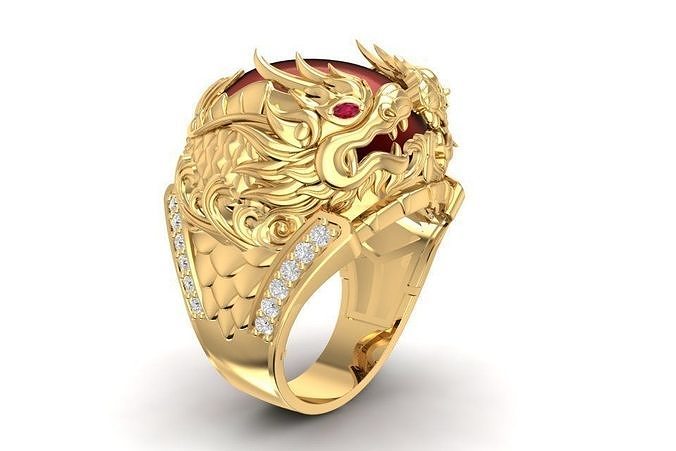 Fengshui Asian carp become Dragon Ring 1912 3D print model