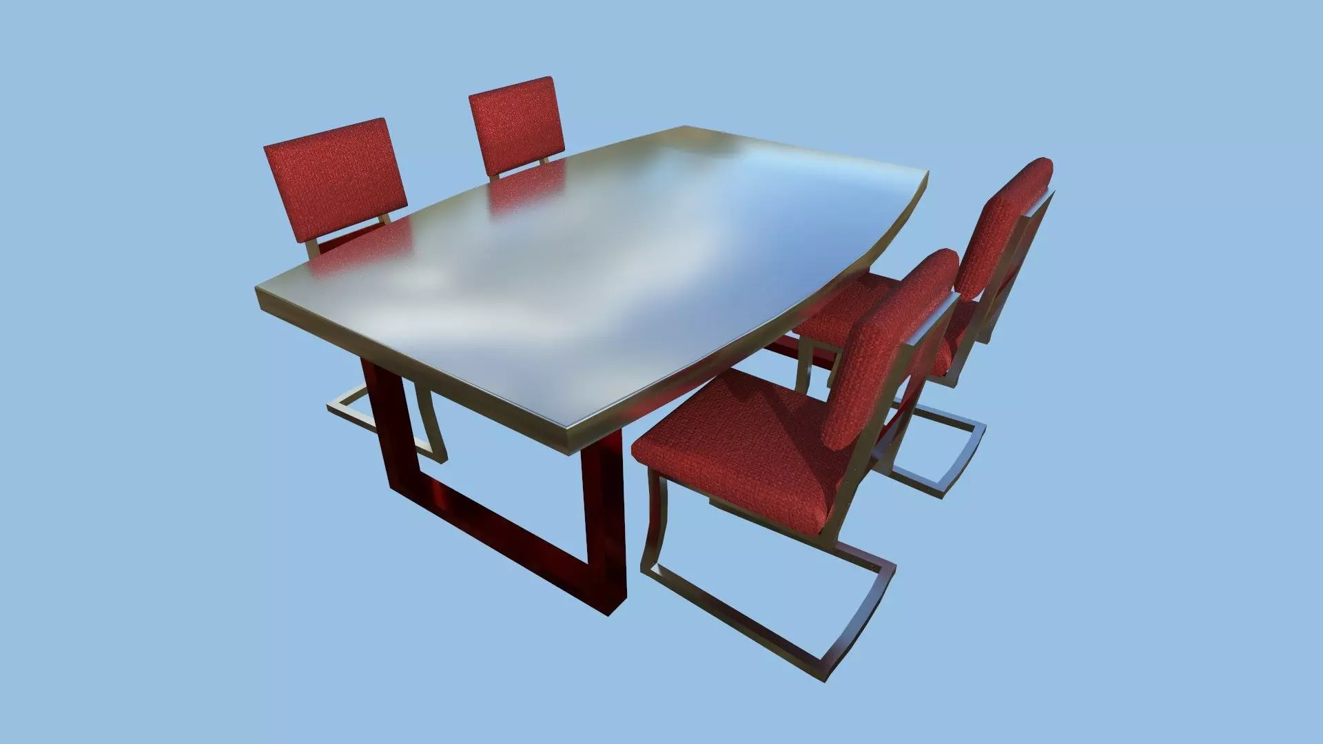 Dinning Table 57 - Red Aluminum - Furniture Interior Design Low-poly 3D model