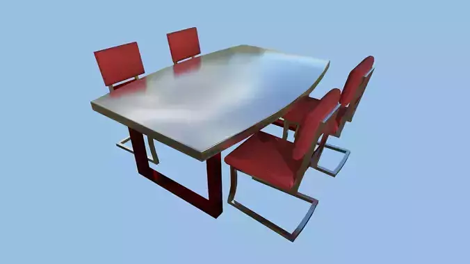 Dinning Table 57 - Red Aluminum - Furniture Interior Design Low-poly 3D model