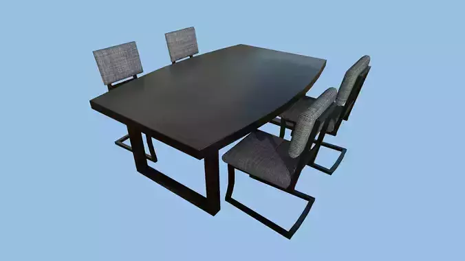 Dinning Table 58 - Black Gray - Furniture Interior Design Low-poly 3D model