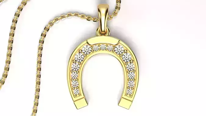Horseshoe pendant wiht Gems 3D print model
