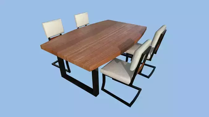 Dinning Table 60 - Wood Black White - Furniture Interior Design Low-poly 3D model