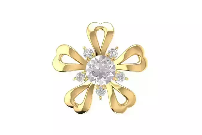 Flower Pendant with Round Cut Diamond Center for Women 724