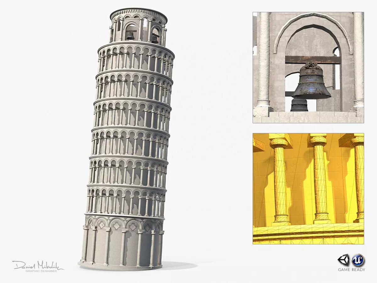 Pisa Tower PBR Low-poly 3D model_0
