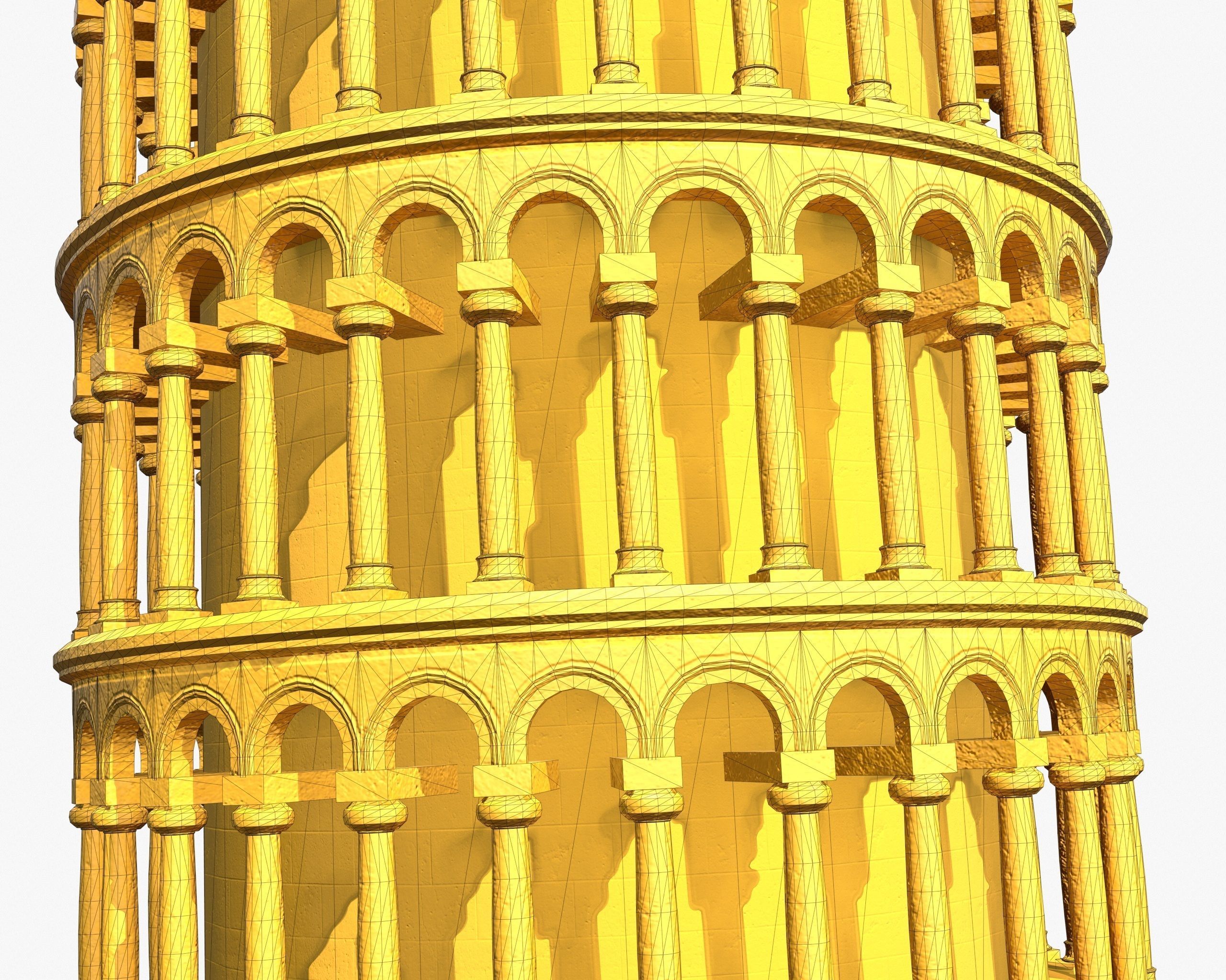 Pisa Tower PBR Low-poly 3D model_10