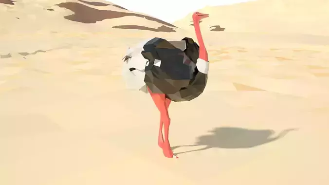 Ostrich 3d model stylized Low-poly 3D model