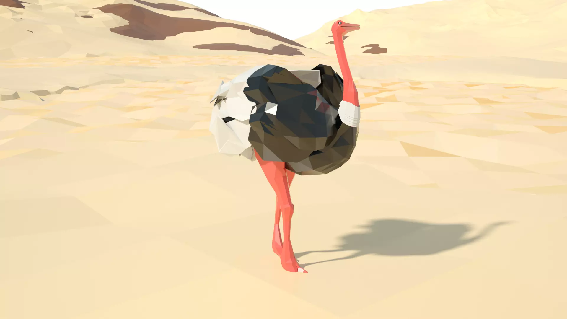 Ostrich 3d model stylized Low-poly 3D model