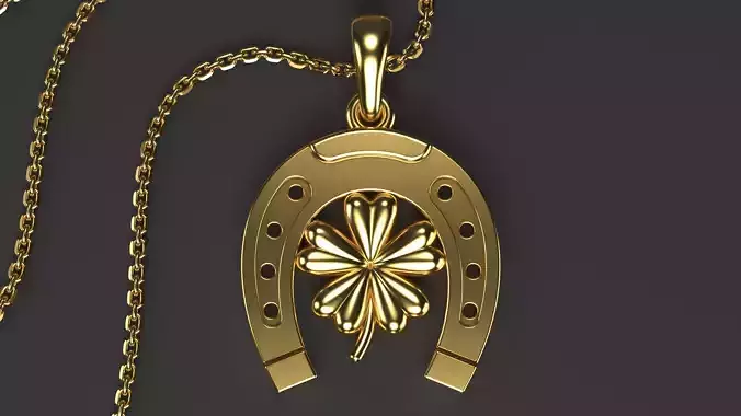 Horseshoe pendant wiht Clover