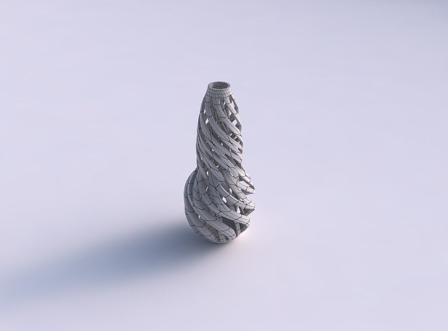 Vase curved twisted with intertwining lines twisted and tapered 3D print model_5