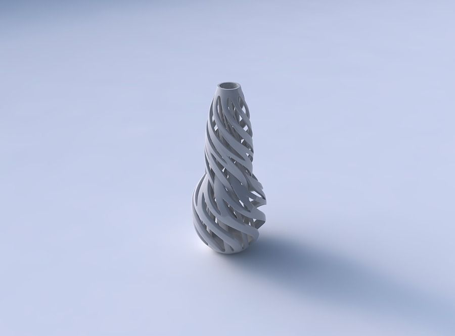 Vase curved twisted with intertwining lines twisted and tapered 3D print model_3