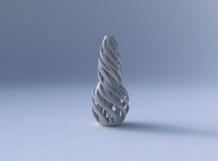 Vase curved twisted with intertwining lines twisted and tapered 3D print model_4