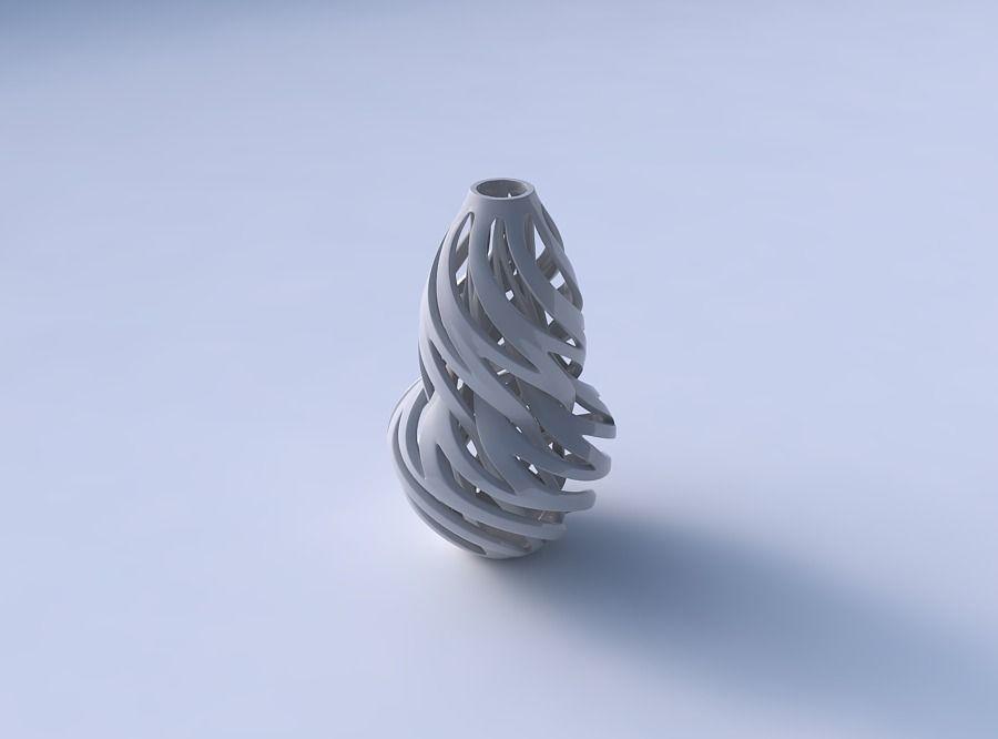 Vase curved twisted with intertwining lines twisted 3D print model_3
