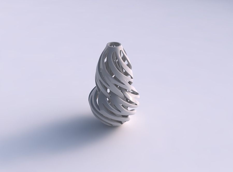 Vase curved twisted with intertwining lines twisted 3D print model_0