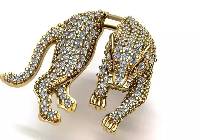 pantera jaguar earring with diamonds