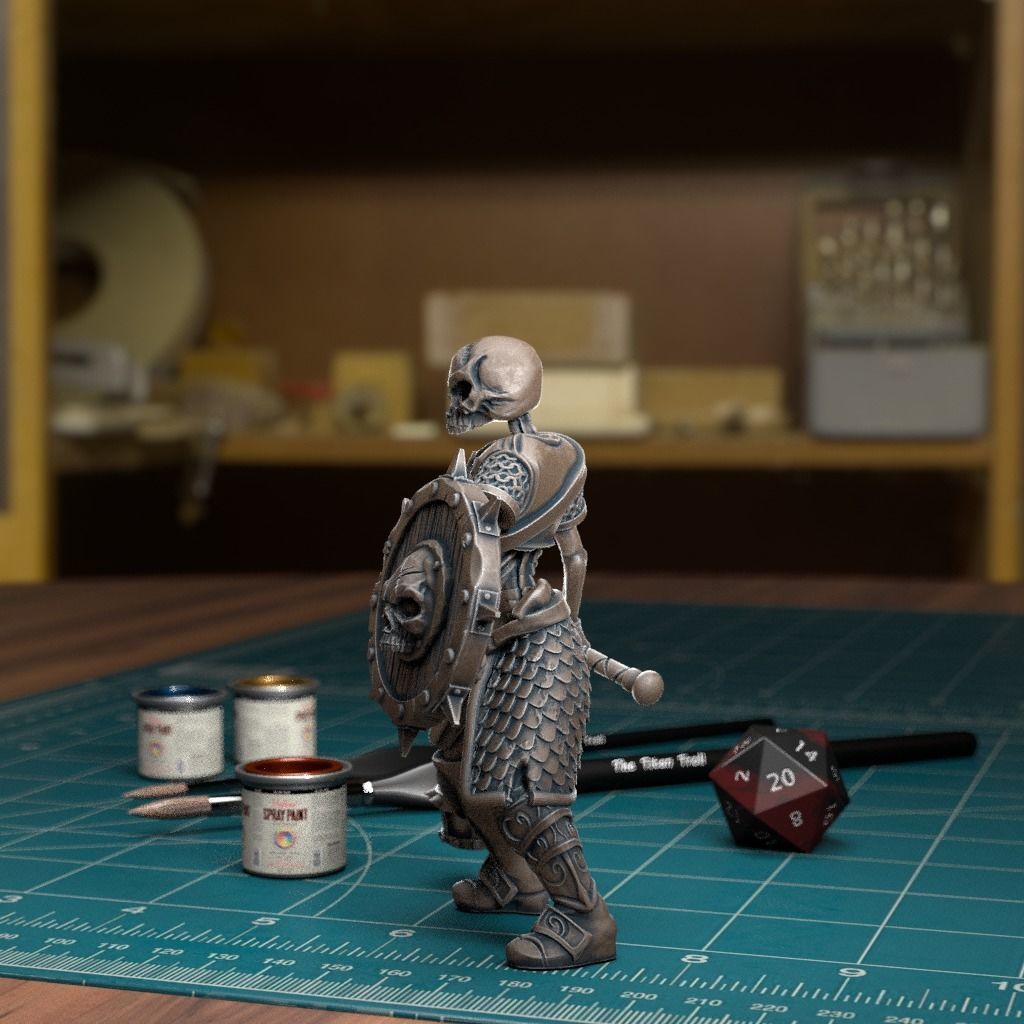 Undead Skeleton 005 - Pre-Supported - DnD - 32mm Fantasy minis 3D print model_1