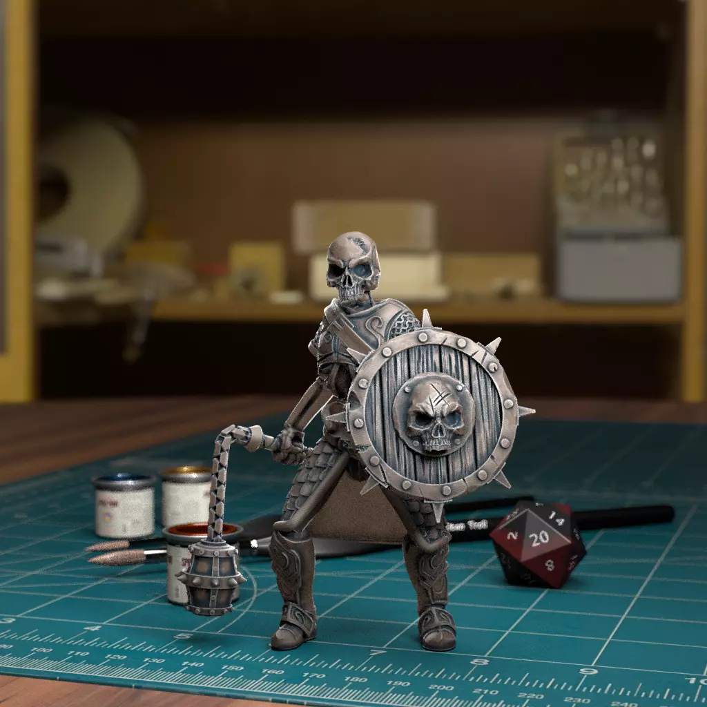 Undead Skeleton 005 - Pre-Supported - DnD - 32mm Fantasy minis 3D print model_0