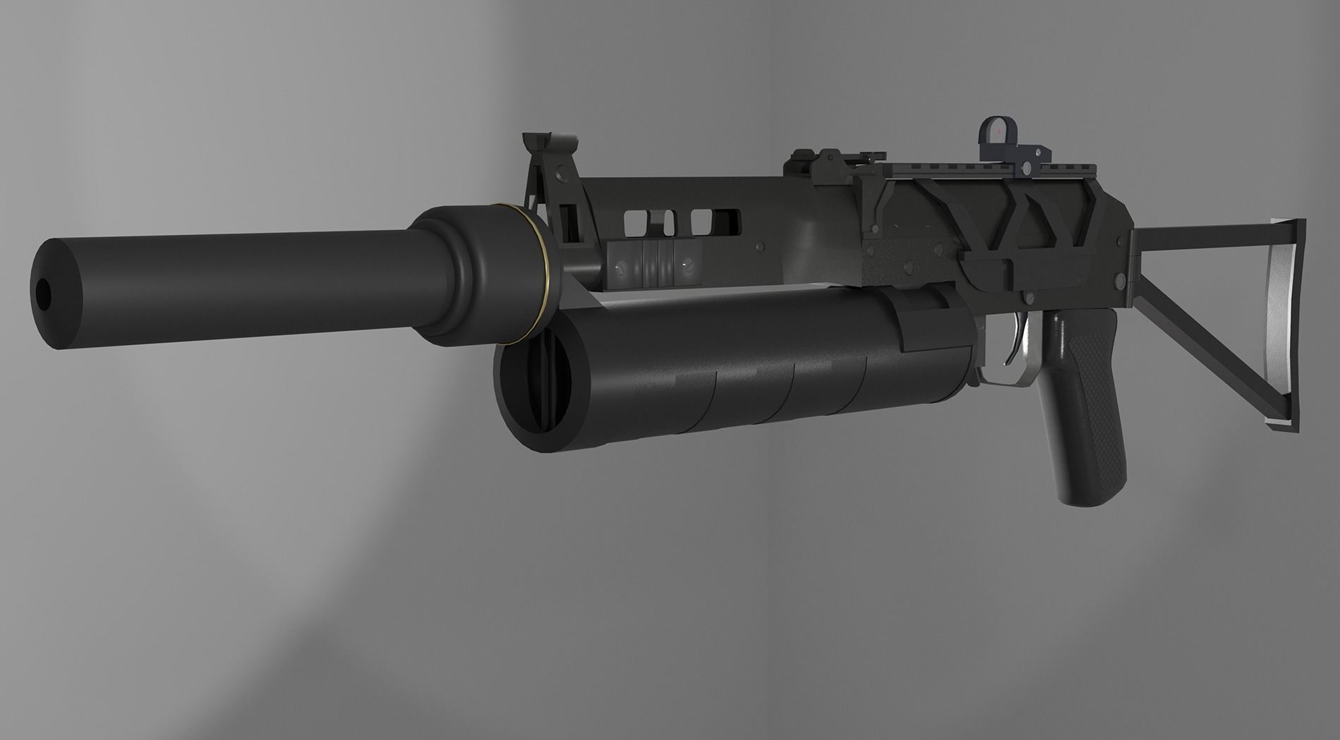 Bison submachine gun Low-poly 3D model_6