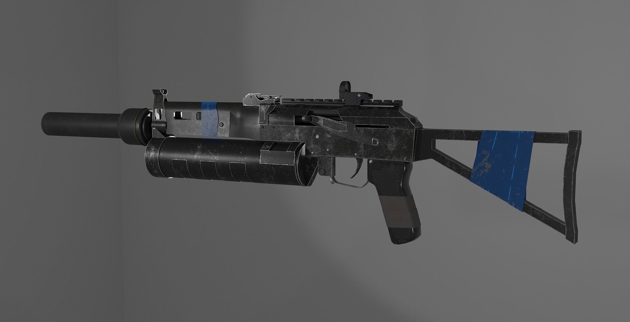 Bison submachine gun Low-poly 3D model_3