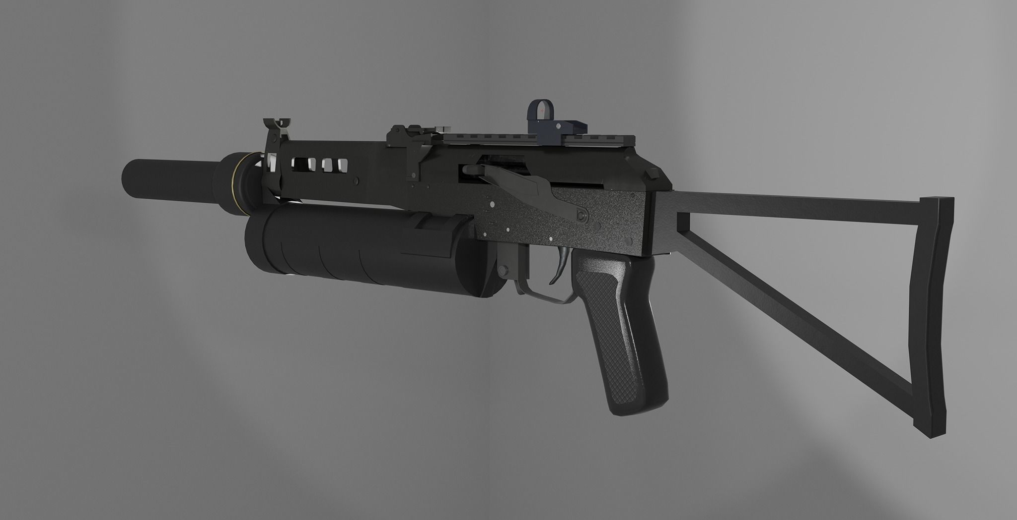 Bison submachine gun Low-poly 3D model_7