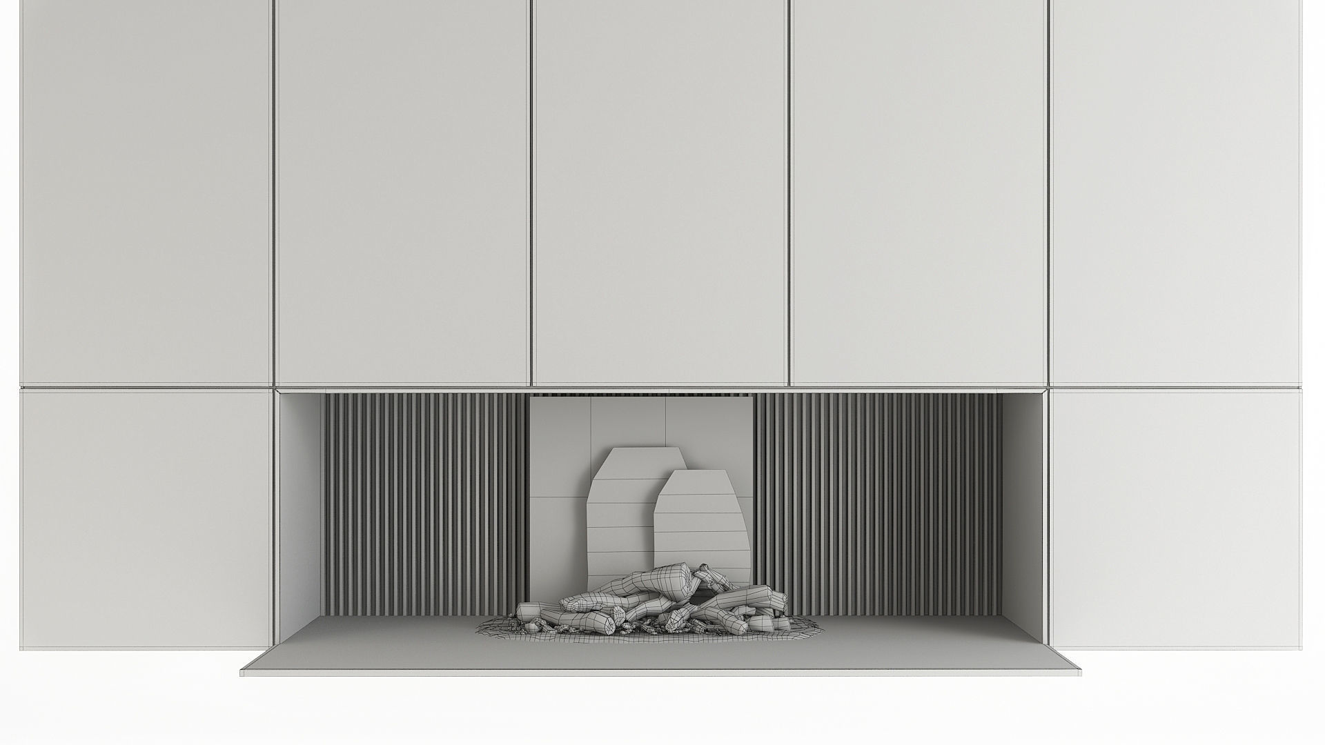 Fireplace modern mantel 3D model_10