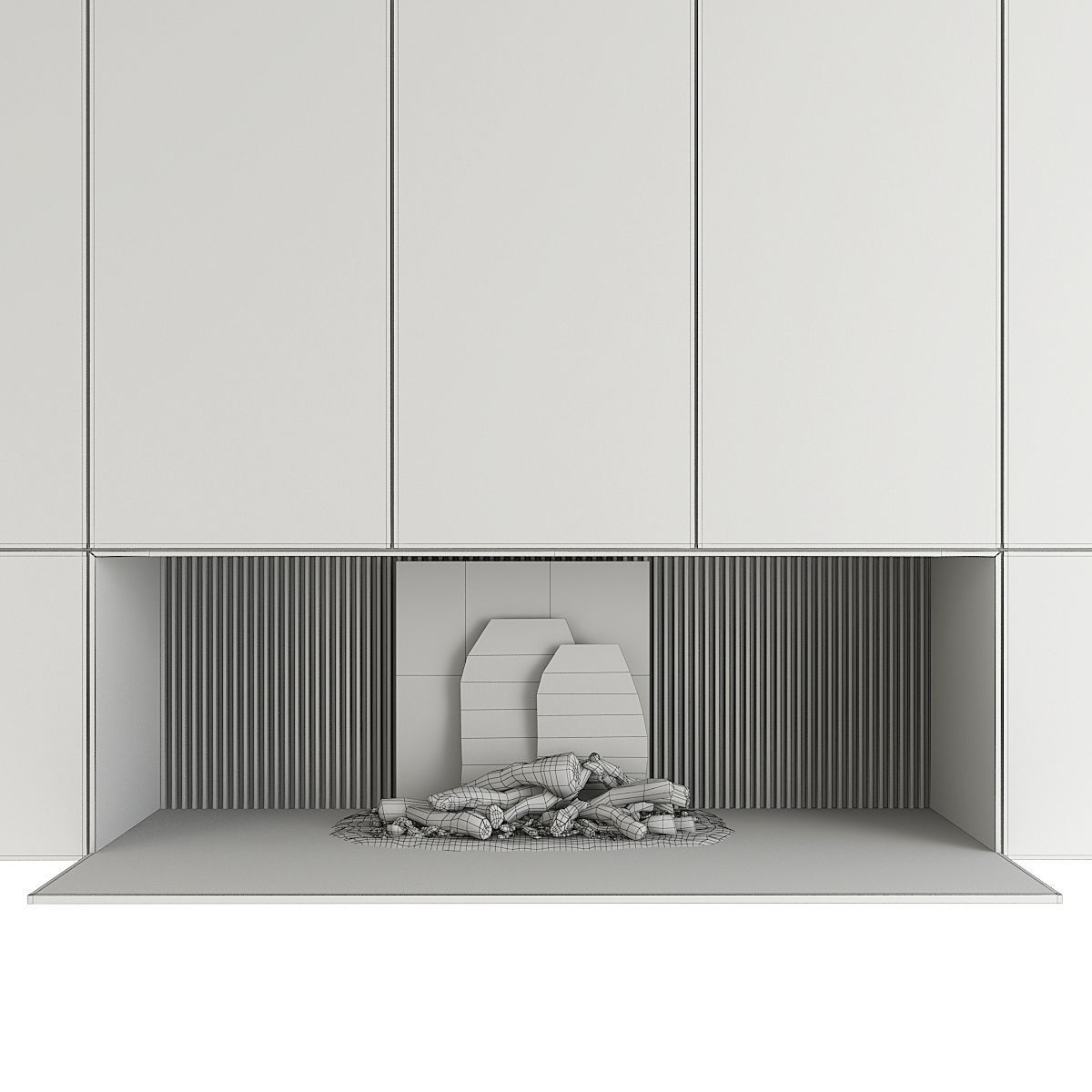Fireplace modern mantel 3D model_16