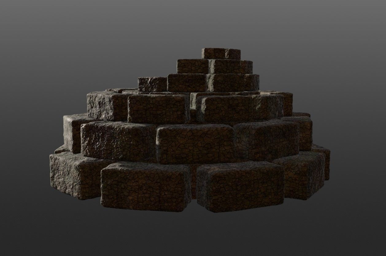 8K Ancient Sanctuary tomb red bricks and free forest material 3D model_20